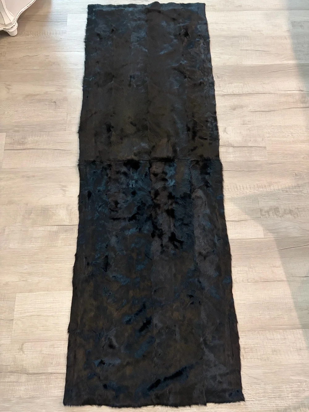 Agnona Rare Unique Black Goat Hair Fur Stole Cashmere & Silk Made in Italy